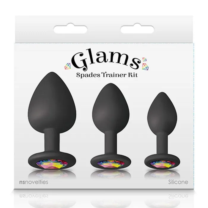 Anal New Sensations Novelties Glams Spades Trainer Kit Bejeweled Silicone Plugs for Backdoor Play