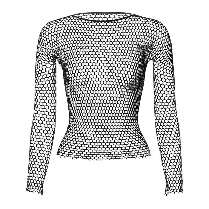 Anal Perfectly Incorrect Black Long Sleeve Fishnet Shirt