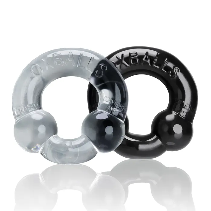 Anal Ultraballs 2 Pack Cockring Black And Clear OxBalls