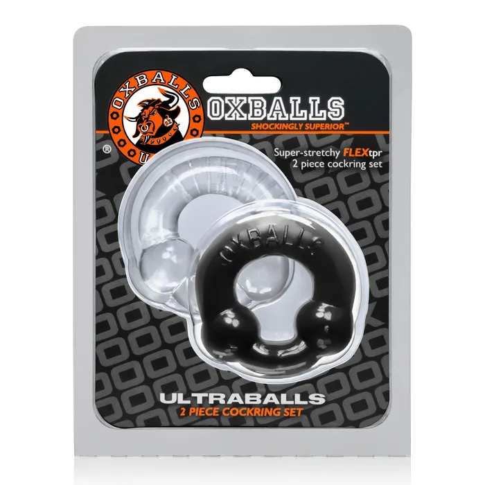 Anal | Ultraballs 2 Pack Cockring Black And Clear - OxBalls