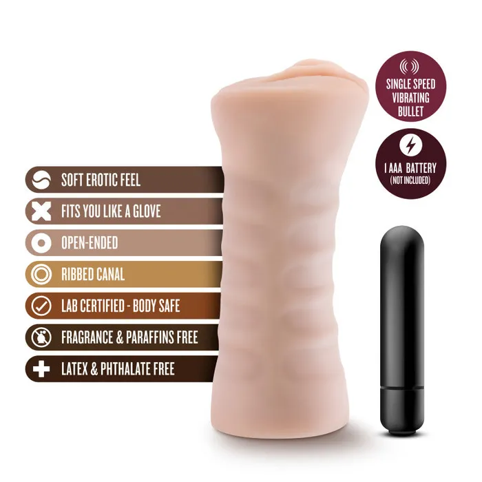 Blush Novelties Male Sex Toys | M for Men - Rain - Flesh Vibrating Vagina Stroker