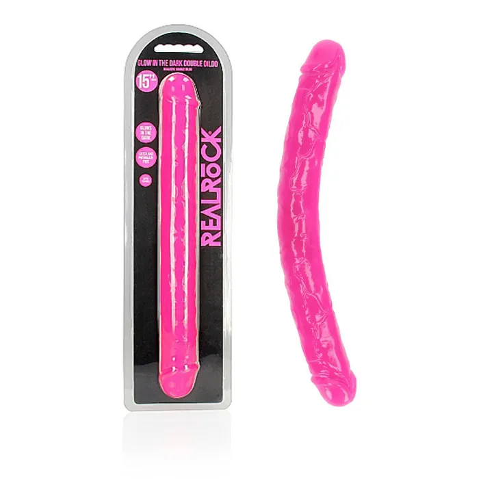 Dildos Shots Toys REALROCK 38 cm Double Dong Glow Pink