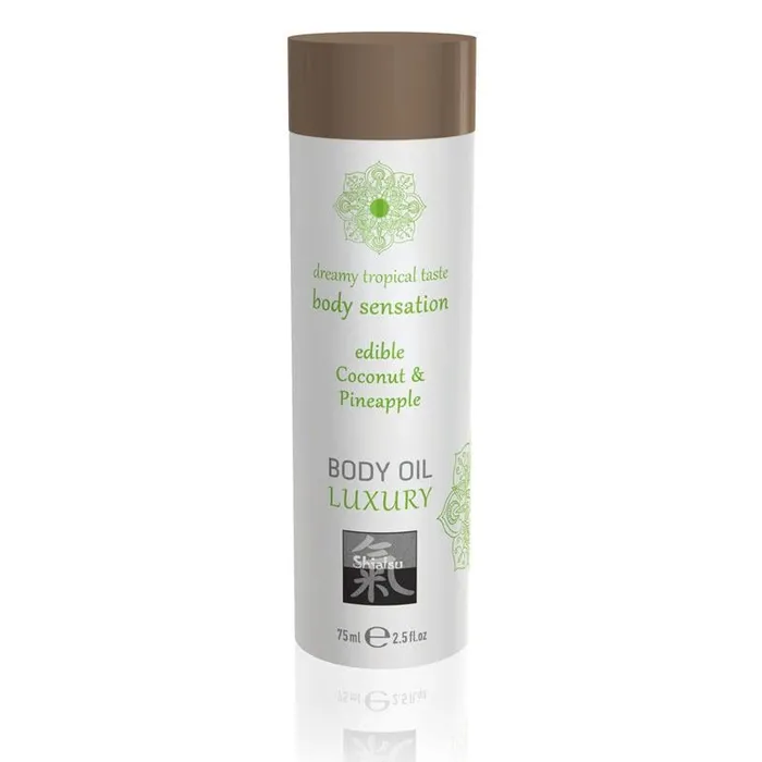 Hot Production Female Sex Toys | SHIATSU Edible Body Oil - Luxury - Coconut & Pineapple Flavoured - 75 ml