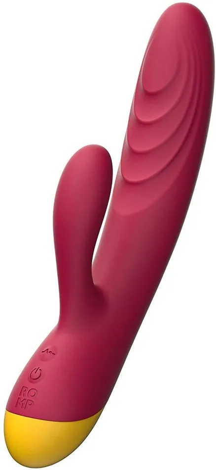 ROMP Jazz Vibrating Rabbit Toy with Dual Motor Stimulation 6 Speeds 4 Vibration Patterns Waterproof Rechargeable Red Wow Tech Vibrators