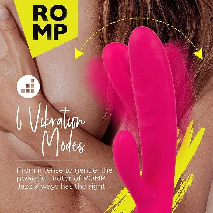 ROMP Jazz - Vibrating Rabbit Toy with Dual Motor Stimulation 6 Speeds & 4 Vibration Patterns Waterproof & Rechargeable | Red | Wow Tech Vibrators