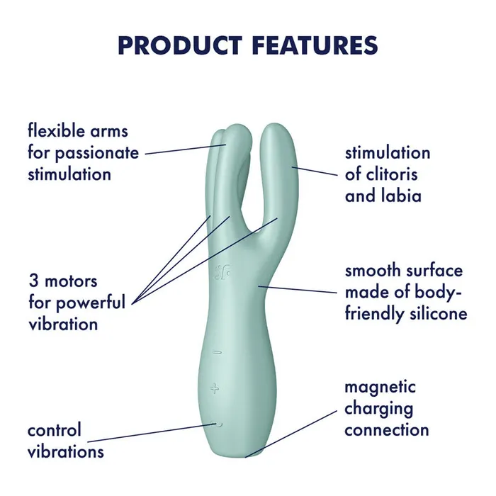 Satisfyer Vibrators | Satisfyer Threesome 3 - Mint Triple Head Vibrating Stimulator