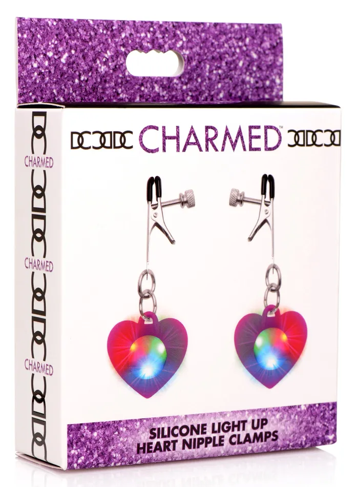 Silicone Light Up Heart Nipple Clamps | Charmed Female Sex Toys