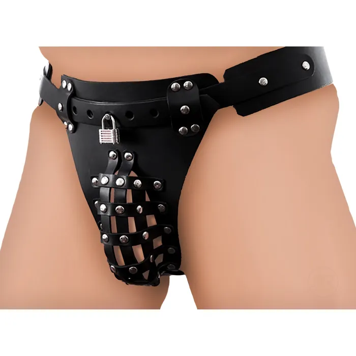 The Safety Net Leather Male Chastity Belt with Anal Plug Harness | Strict Leather Male Sex Toys