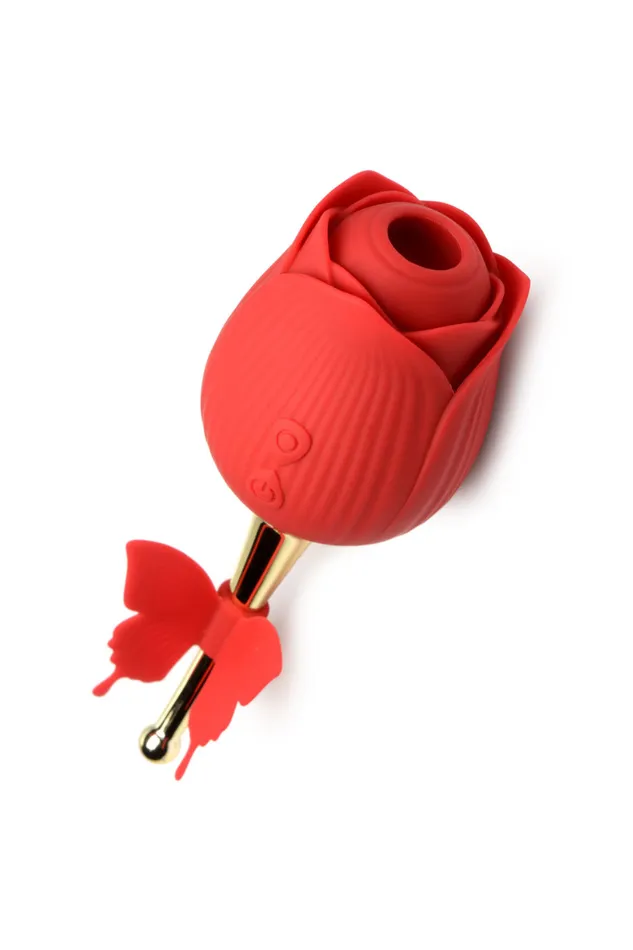 Vibrators Bloomgasm Flutter Rose Sucking Rose With Butterfly Teaser Red XR Brands inmi