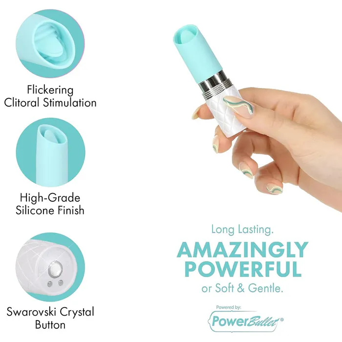 Vibrators | Pillow Talk LUSTY Luxurious Tongue Flickering Vibrator Lipstick Teal - BMS Enterprises