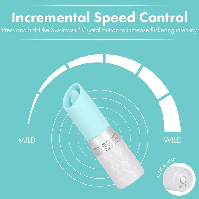 Vibrators | Pillow Talk LUSTY Luxurious Tongue Flickering Vibrator Lipstick Teal - BMS Enterprises