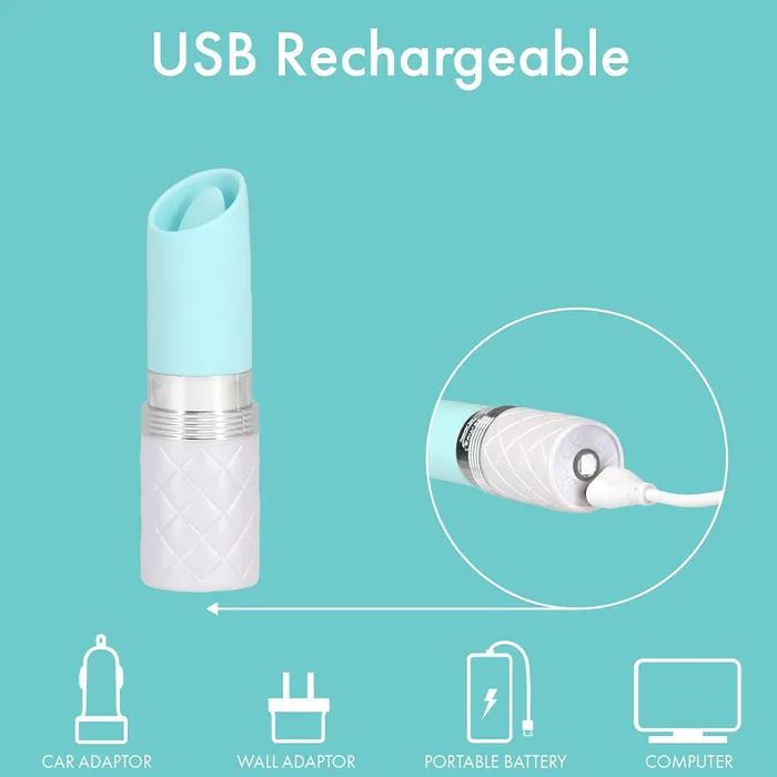 Vibrators | Pillow Talk LUSTY Luxurious Tongue Flickering Vibrator Lipstick Teal - BMS Enterprises