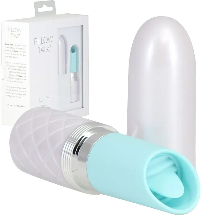 Vibrators | Pillow Talk LUSTY Luxurious Tongue Flickering Vibrator Lipstick Teal - BMS Enterprises