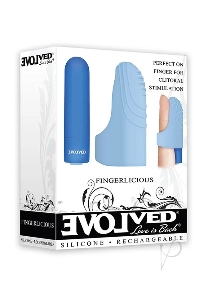 Female Sex Toys | Evolved Fingerlicious Rechargeable Bullet with Silicone Clitoral Stimulation Finger Sleeve