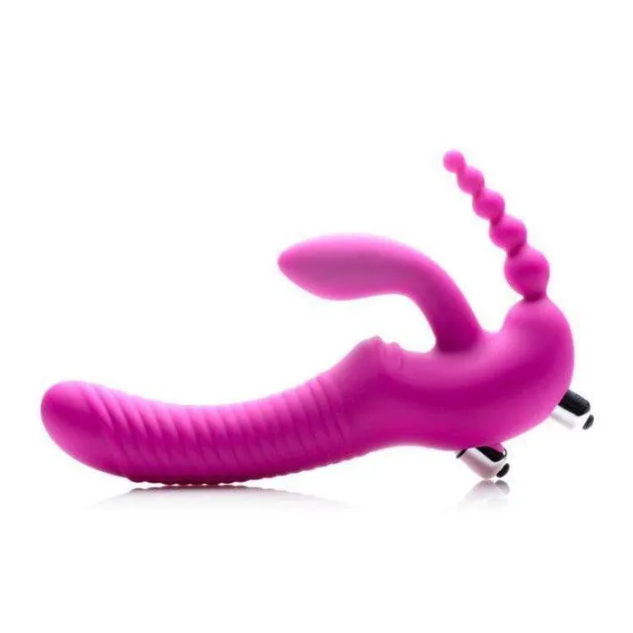 Female Sex Toys XR Brands Regal Rider Triple G Dildo Vibrating StrapOn
