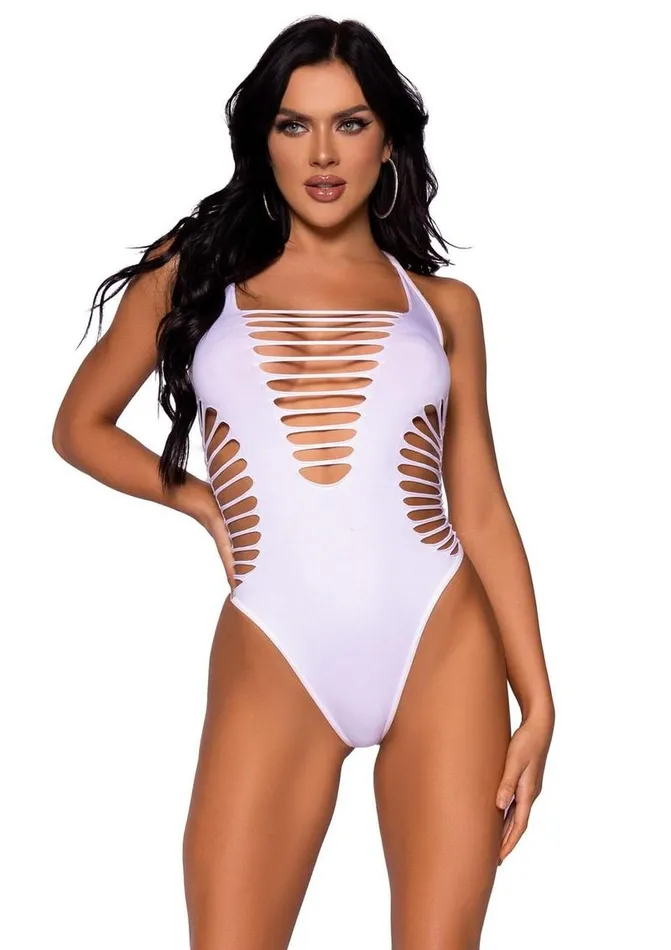Leg Avenue Teddies And Bodies | Leg Avenue Seamless Shredded Racer Back Thong Bodysuit