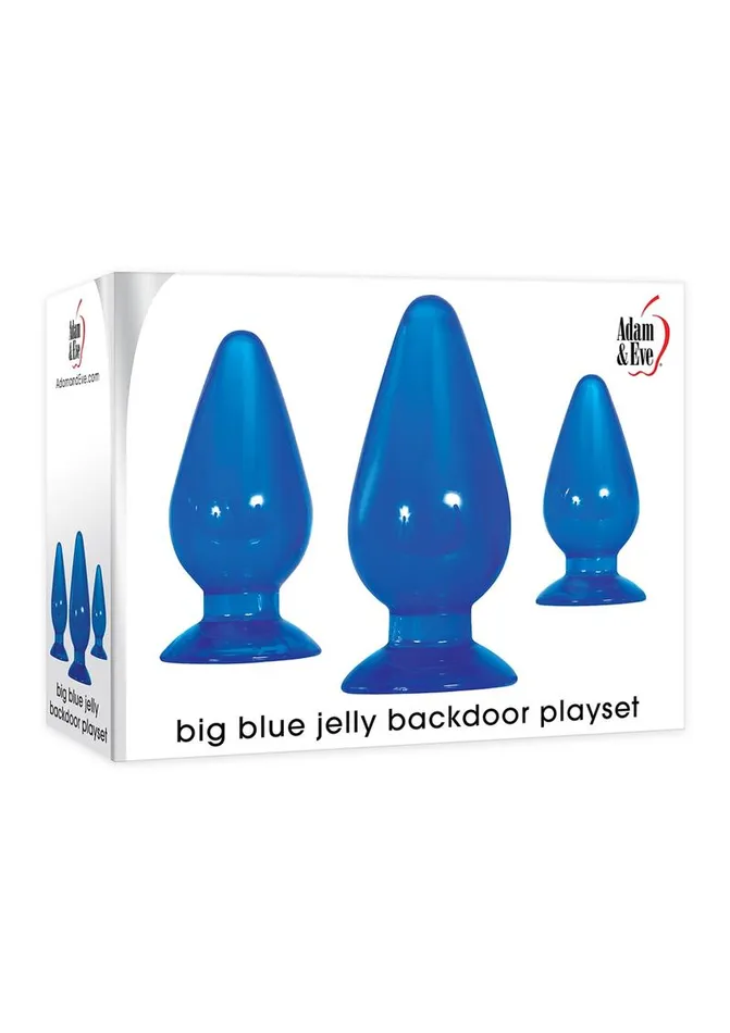 Male Sex Toys | Adam and Eve Big Blue Jelly Backdoor Anal Plugs Playset - Adam and Eve