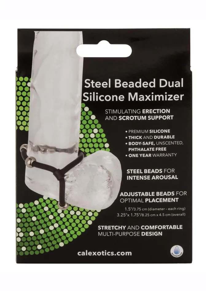 Steel Beaded Dual Silicone Maximizer Cock Ring | Rings! Male Sex Toys