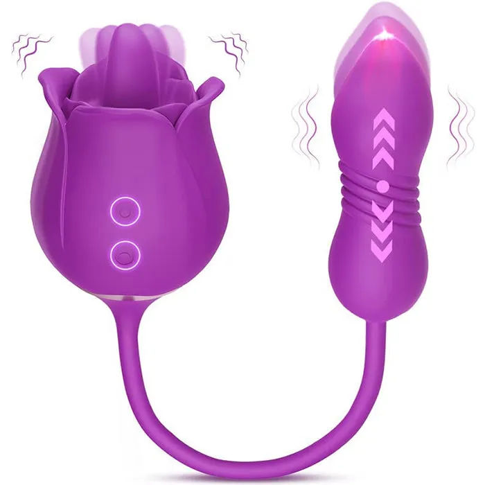 Aimitoy Vibrators Thrusting Rose Licking Vibrator Purple