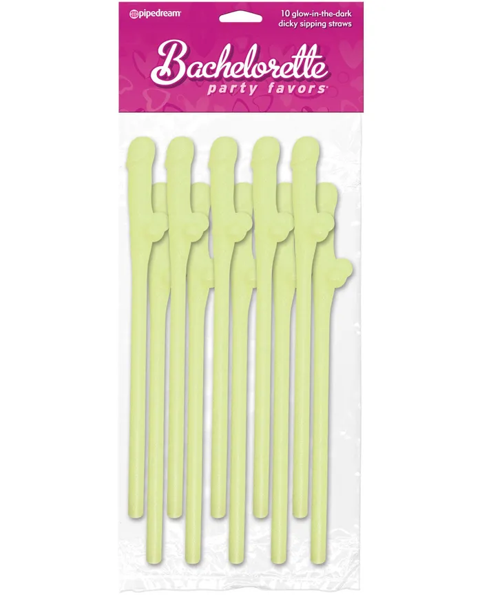 Dildos Bachelorette Party Favors Dicky Sipping Straws Glow in the Dark Pack of 10 Bachelorette Party Favors