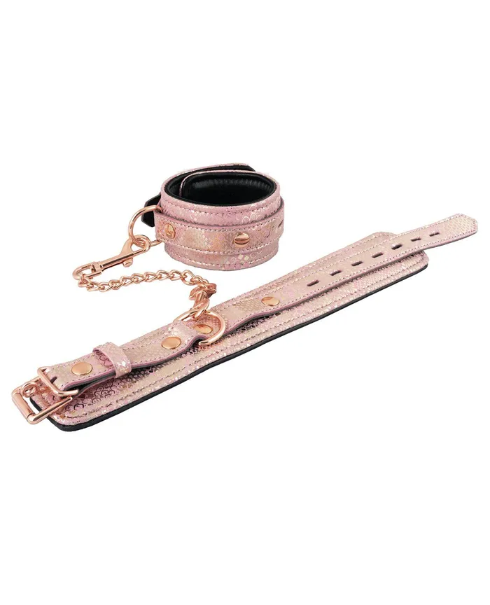 Spartacus Wrist Restraints wLeather Lining Pink Snakeskin Micro Fiber Spartacus Restraints