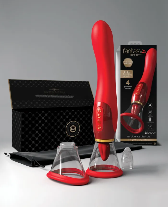 Vibrators | Fantasy for Her Ultimate Pleasure 24K Gold Seasonal Luxury Edition w/Travel Bag Luxury Box - Red - Fantasy For Her Vibrators | Fantasy for Her Ultimate Pleasure 24K Gold Seasonal Luxury Edition w/Travel Bag Luxury Box - Red - Fantasy For Her